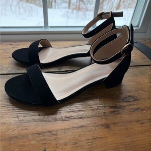 Black Ankle-Strap Block Heel Sandals - Women